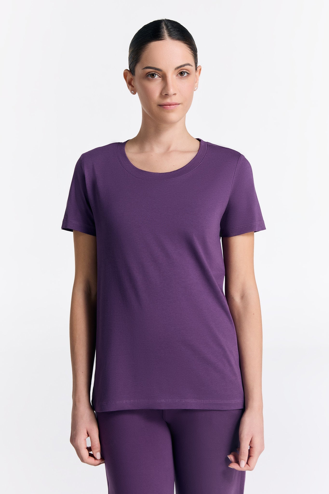 T1100-41 | TENCEL™ Active Damen Kurzarmshirt - Weinbeere