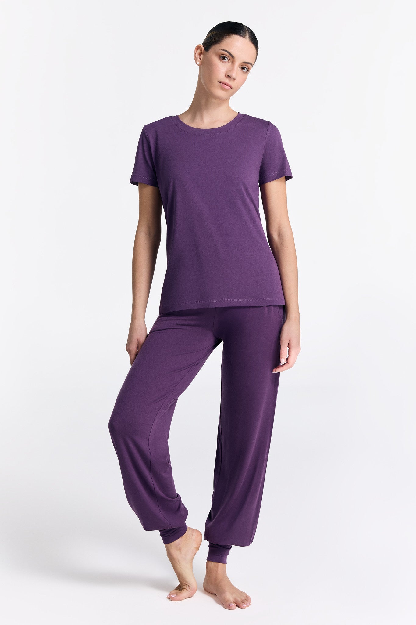 T1100-41 | TENCEL™ Active Damen Kurzarmshirt - Weinbeere