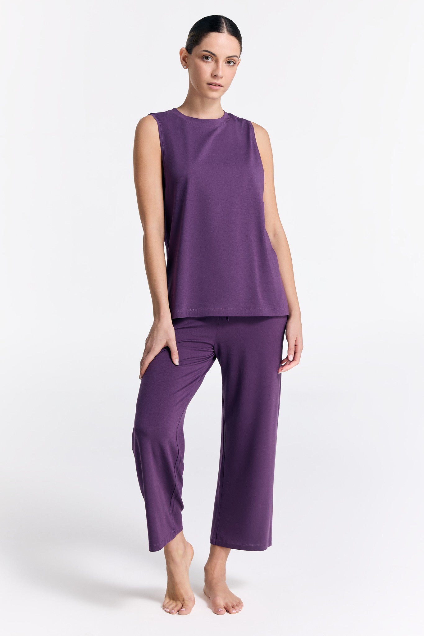 T1211-41 | TENCEL™ Active Damen Top hochgeschlossen - Weinbeere