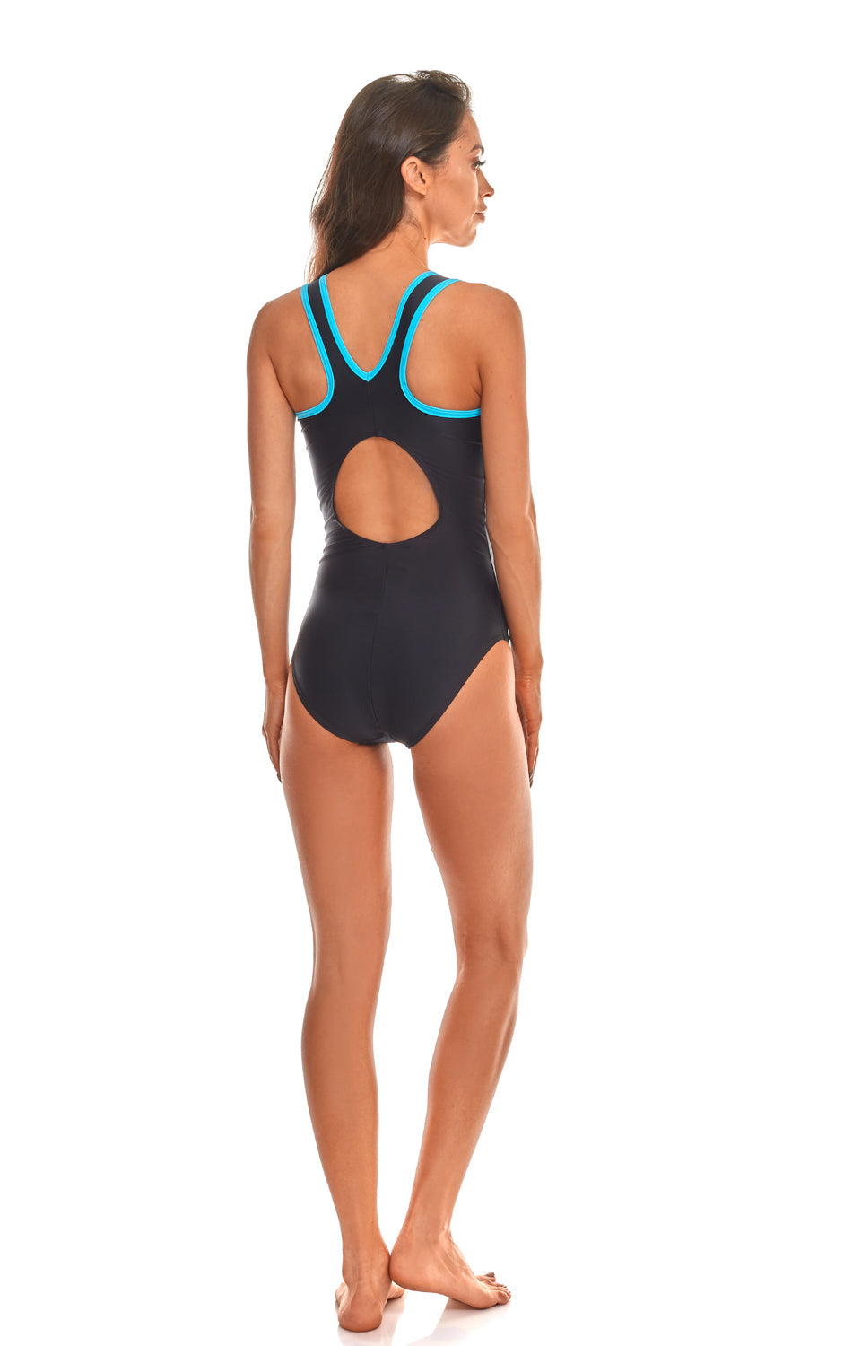 T8125-01 | Damen Sport-Badeanzug – Nachhaltig, ECONYL® Recycled, Made in EU, Schnelltrocknend - Schwarz