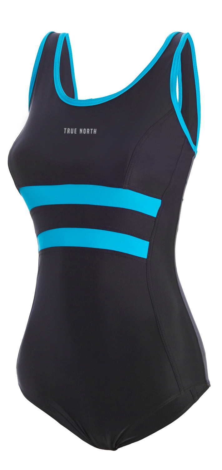 T8125-01 | Damen Sport-Badeanzug – Nachhaltig, ECONYL® Recycled, Made in EU, Schnelltrocknend - Schwarz