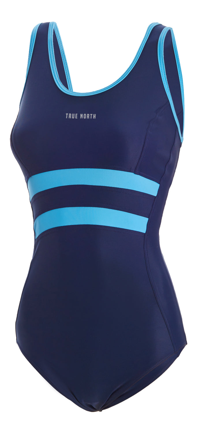 T8125-50 | Damen Sport-Badeanzug – Nachhaltig, ECONYL® Recycled, Made in EU, Schnelltrocknend - Dunkelblau