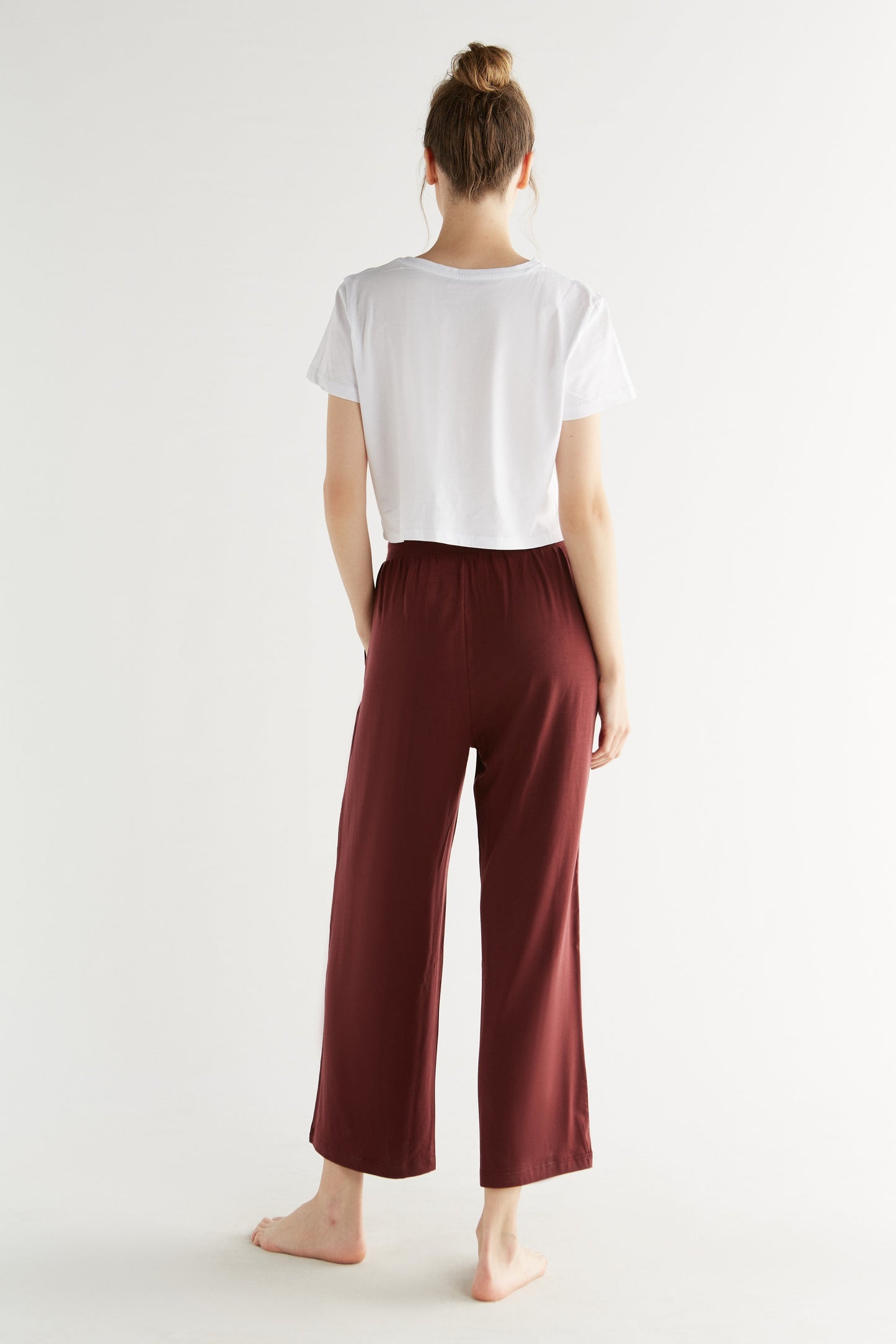 T1322-08 | TENCEL™ Intimate Damen Wide Leg Hose - Burgundy