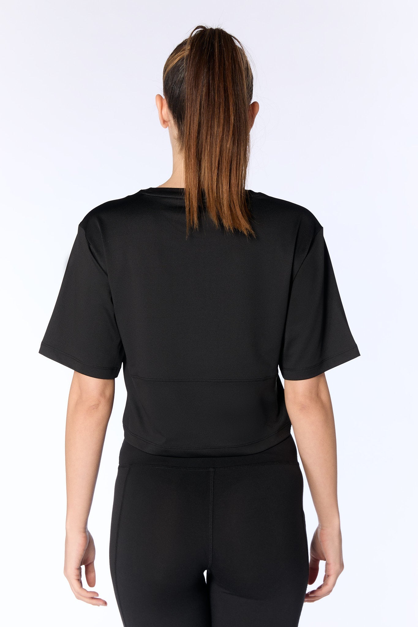 T1116-01 | Damen Cropped Shirt - Schwarz
