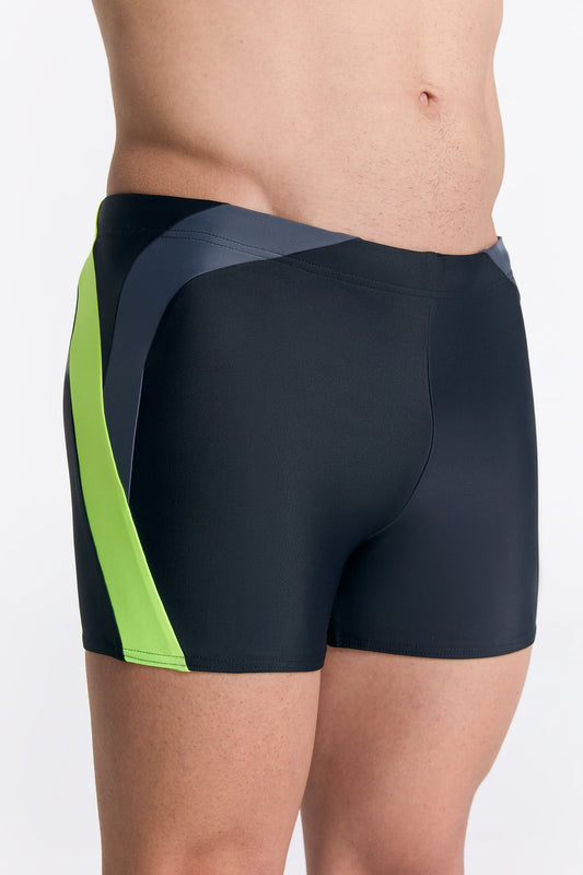 T8231-48 | Herren Trunk Badehose – Nachhaltig, ECONYL®, Schnelltrocknend - Schwarz-Gelb