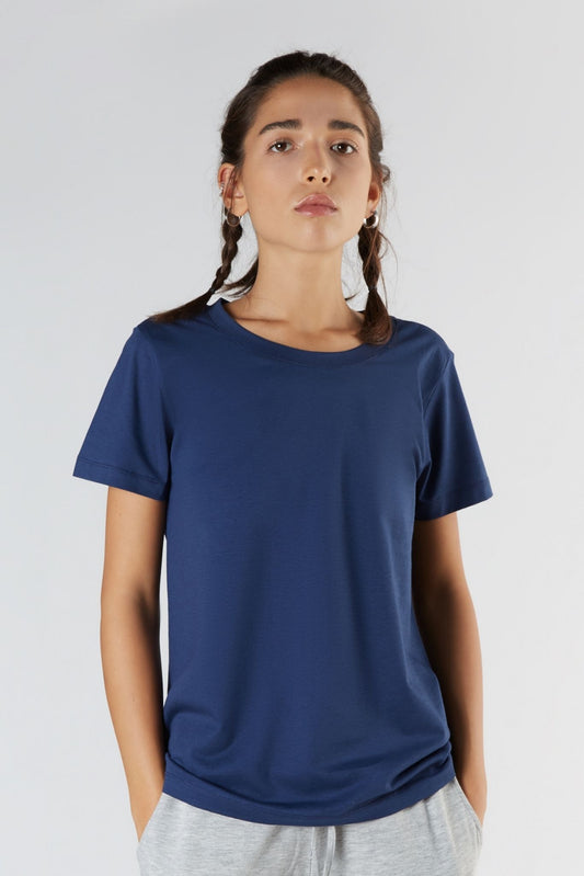 T1100-03 | TENCEL™ Active Damen Kurzarmshirt - Navy