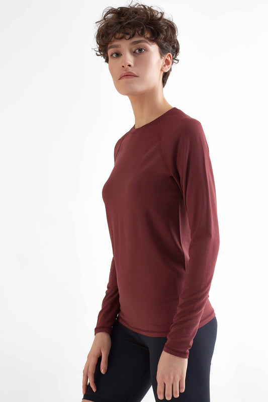 T1110-08 | TENCEL™ Active Women Long Sleeve - Burgundy