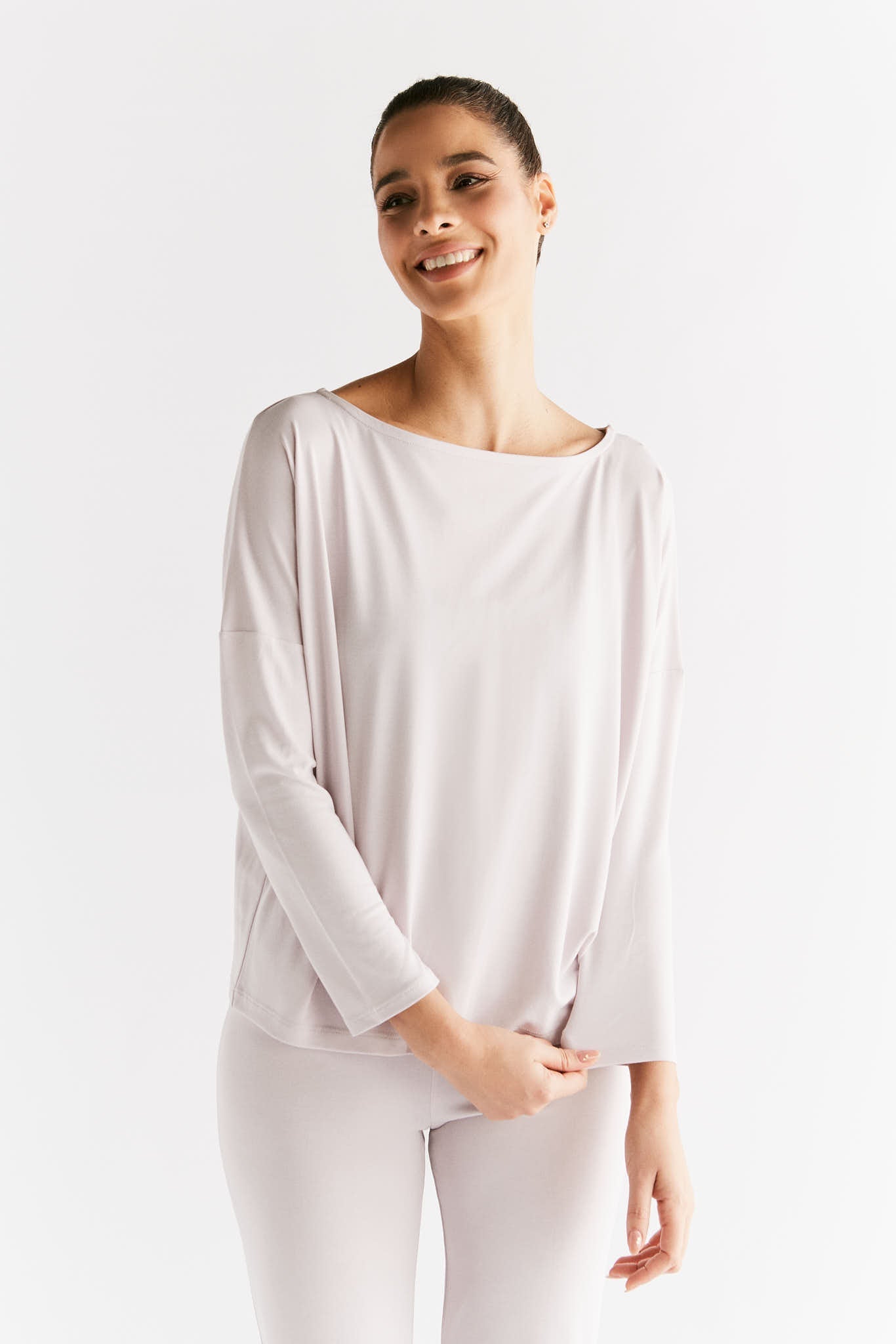 T1111-25 | TENCEL™ Active Damen Yoga Langarmshirt - Lilac Marble