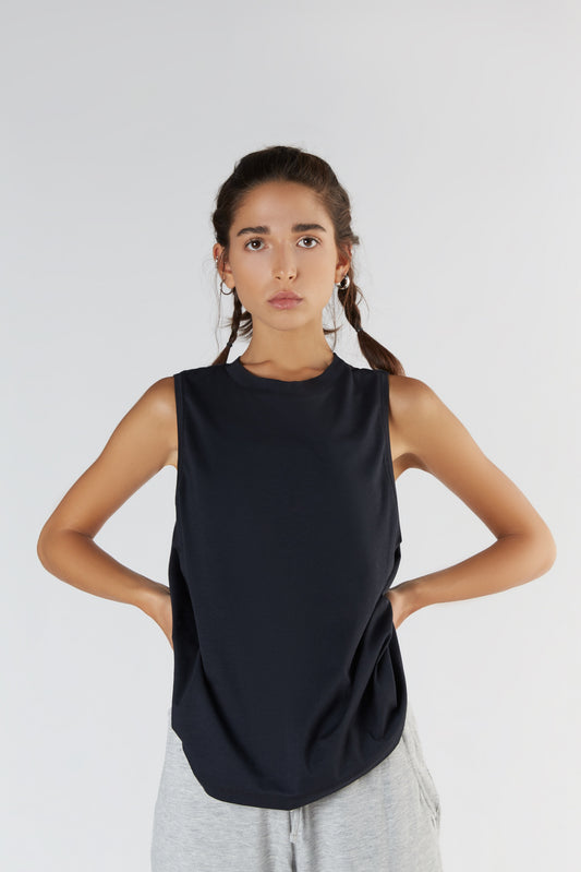 T1211-01 | TENCEL™ Active Women Top hochgeschlossen - Black