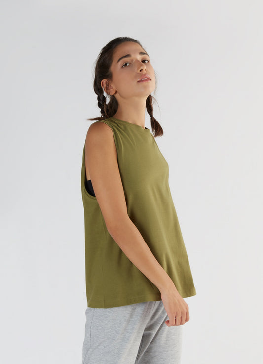T1211-13 | TENCEL™ Active Women Top hochgeschlossen - Olive