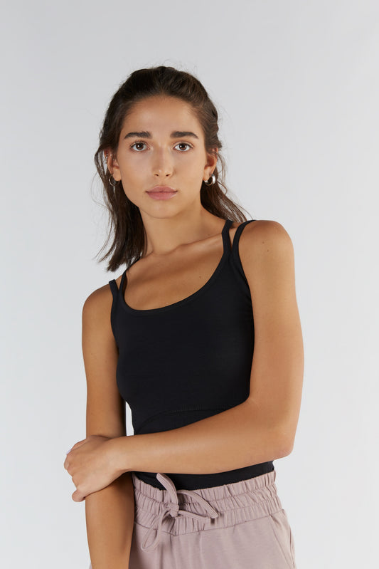 T1212-01 | TENCEL™ Active Women Spaghettiträger Top - Black